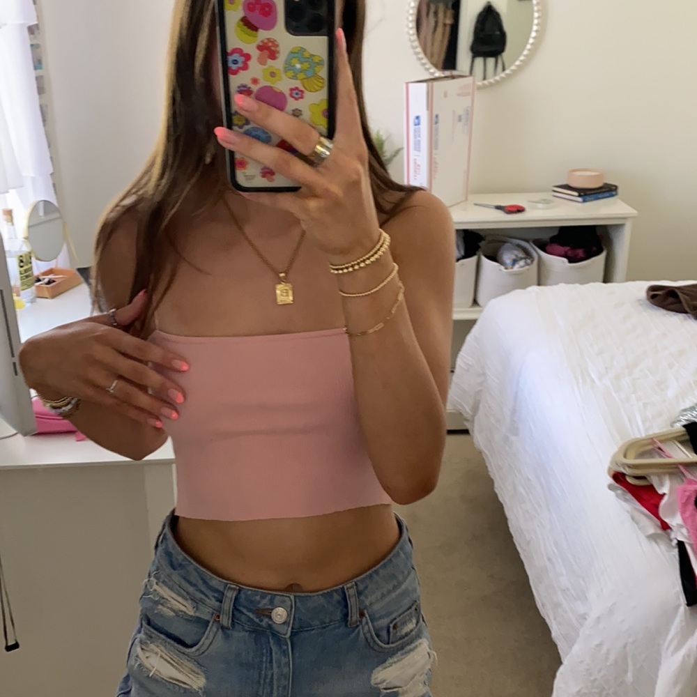urban outfitters ribbed pink top